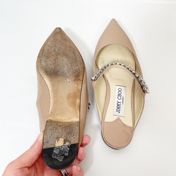 Jimmy Choo Patent Leather Bing Flats Sandals - Picture 7 of 7